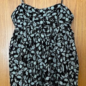 Zara Black Floral Romper with Metallic Thread